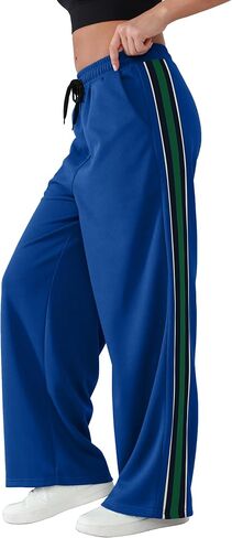Women's Wide-Leg Track Pants with Pockets - High Waist Athletic Pants, Quick-Dry Lightweight Straight Leg Pants in Saudi Arabia