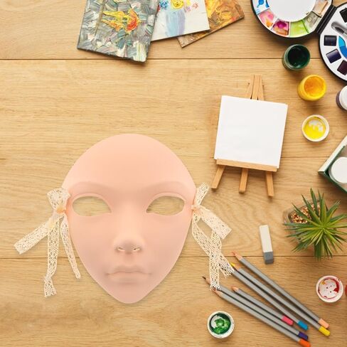 Hand Painted Ancient Chinese Full Face Mask for Hanfu Cosplay Party Traditional Style Masquerade Accessory 7.32X6.18X2.95In in Kuwait