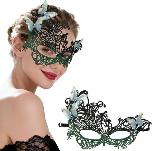 Hoshin Masquerade Mask for Women, Lace Venetian Masks with Feathers Mardi Gras Party Masks Costume in Saudi Arabia