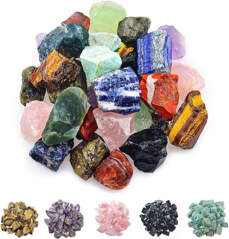 1 lb Bulk Assorted Stones Large 1" Natural Raw Stones Crystal for Tumbling, Cabbing, Fountain Rocks, Decoration,Polishing, Wire Wrapping, Wicca Reiki Crystals Healing in Kuwait