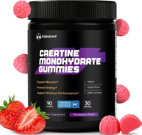 Creatine Gummies 5000mg – NSF Certified Creatine Monohydrate, Sugar Free, Vegan Chewables Creatine for Women and Men (90 Count, Strawberry) in Saudi Arabia