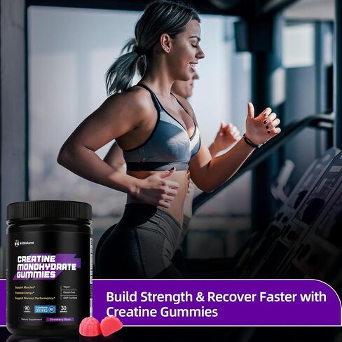 Creatine Gummies 5000mg – NSF Certified Creatine Monohydrate, Sugar Free, Vegan Chewables Creatine for Women and Men (90 Count, Strawberry) in Kuwait