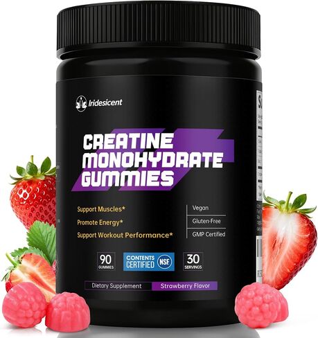 Creatine Gummies 5000mg – NSF Certified Creatine Monohydrate, Sugar Free, Vegan Chewables Creatine for Women and Men (90 Count, Strawberry) in Kuwait