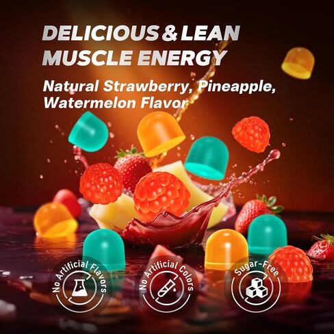 Creatine Monohydrate Gummies Sugar Free, 5000mg Pre Workout for Men & Women with L-Carnitine & Taurine, B12,Magnesium & Potassium, Muscle Strength & Growth, Energy Support,Vegan, Gluten Free,120 Count in Saudi Arabia