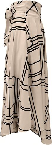 OYOANGLE Women's Elegant Graphic Belted Long Ruffle Skirt High Slit Dressy Casual Work Office Skirt in Kuwait