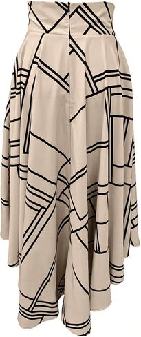 OYOANGLE Women's Elegant Graphic Belted Long Ruffle Skirt High Slit Dressy Casual Work Office Skirt in Kuwait