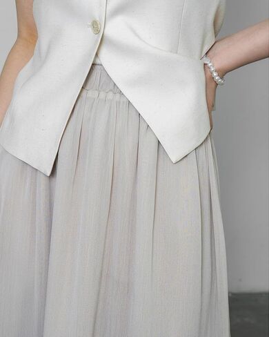 Women's Lightweight Chiffon Midi Skirt with Handkerchief Hem - Elastic Waist Flowy A-Line Skirt in Kuwait