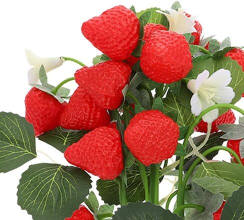 DECHOUS 2Pcs Fake Strawberry Flower Bouquet - Artificial Strawberry Branches Simulated Fruits Flower Arrangement for Home Restaurant Table Wedding Decor in Kuwait