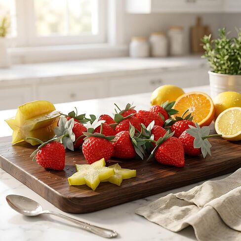 15PCS Fake Strawberries - Realistic Artificial Strawberries/Plastic Faux Strawberry Decor for Home Kitchen, Fruit Display & Photography Props/Decorative Red Plastic Strawberries in Kuwait