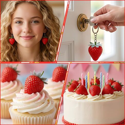 15PCS Fake Strawberries - Realistic Artificial Strawberries/Plastic Faux Strawberry Decor for Home Kitchen, Fruit Display & Photography Props/Decorative Red Plastic Strawberries in Kuwait