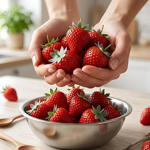 15PCS Fake Strawberries - Realistic Artificial Strawberries/Plastic Faux Strawberry Decor for Home Kitchen, Fruit Display & Photography Props/Decorative Red Plastic Strawberries in Kuwait