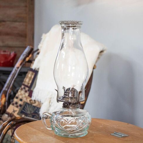 Rayo Chamber Oil Lamp, Portable with Finger Hold, Glass Font and Chimney, 12 in Tall in Kuwait