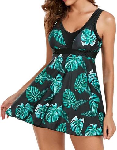 Swimsuit for Women,Floral Print Halter Tank Bikini Two-Piece Beach Dress Floral Swimsuit Women's High-Waisted Swimwear in Kuwait