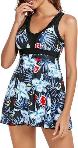 Swimsuit for Women,Floral Print Halter Tank Bikini Two-Piece Beach Dress Floral Swimsuit Women's High-Waisted Swimwear in Kuwait