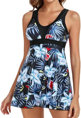 Swimsuit for Women,Floral Print Halter Tank Bikini Two-Piece Beach Dress Floral Swimsuit Women's High-Waisted Swimwear in Kuwait
