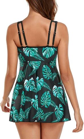 Swimsuit for Women,Floral Print Halter Tank Bikini Two-Piece Beach Dress Floral Swimsuit Women's High-Waisted Swimwear in Kuwait