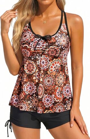 Tempt Me Women Tankini Swimsuits with Shorts - Two Piece Tummy Control Bathing Suit Flowy Swimwear with Boyshorts 2026 in Kuwait
