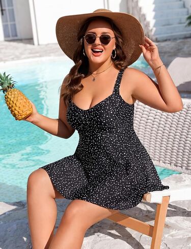 Plus Size Two Piece Swimsuits for Women Tankini Bathing Suits Flowy Swim Dress with Tummy Control Boy Shorts in Kuwait