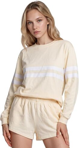 Almere Women's Varsity Set, 100% Cotton, Long Sleeve Crewneck Top and Matching Shorts in Saudi Arabia