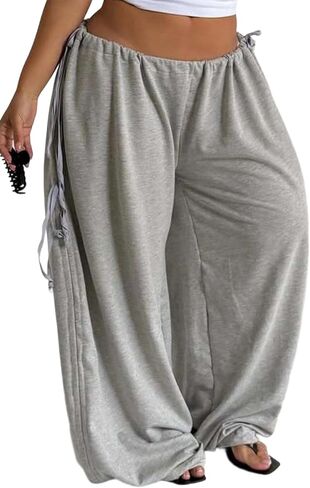 LAJIOJIO Women's Drawstring Wide Leg Pants High Waisted Loose Flowy Active Lounge Sweatpants with Pockets in Saudi Arabia