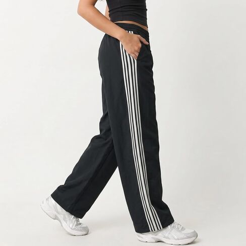 Petite Pants for Women Wide Leg Side Stripe Track Pants Elastic Waist Lounge Trousers with Pocket Y2k Vintage Pant in Kuwait