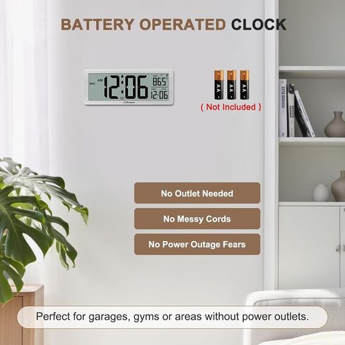 Soobest 8.5" Atomic Digital Wall Clock, Never Needs Setting, Auto Time Sync, Accurate & Easy to Use Clock with Backlight, Battery Operated, Temperature, Date, Auto DST, 4 Time Zones(Silver) in Saudi Arabia