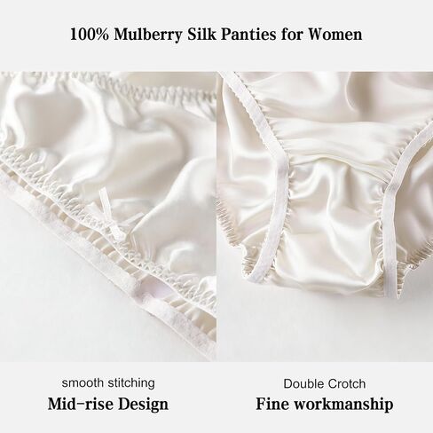 100% Mulberry Silk Underwear Women Satin Bikini Panties Soft Hipster Panties Mid Waist Sexy Cute Lingerie in Kuwait