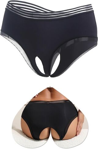 ohyeah Women's Low Rise Cheeky Underwear Panties Cutouts Bikini Panty Ladies Underwear Panties Black, S-XXL in Kuwait
