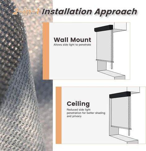 VICLLAX Premium Outdoor Roller Shade, 95% Patio Roll up Blinds with Weather Resistant Valance 8x8FT,Grey in Saudi Arabia