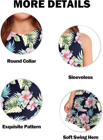 Girls Summer Hawaiian Dresses Kids Floral Tropical Dress Beach Vacation Outfits Casual Sleeveless Sundress 5-14y in Kuwait