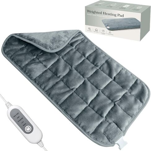 Weighted Heating Pad for Back Pain & Period Cramps,2.8lb Moist Heated Pad for Abdomen, Legs & Muscles,5 Heat Levels, 2-Hour Auto Shut-Off, Gifts for Men Women UL Certified, 12" x 24" in Saudi Arabia