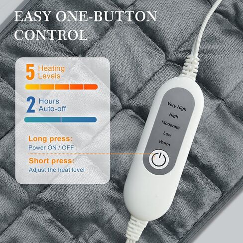 Weighted Heating Pad for Back Pain & Period Cramps,2.8lb Moist Heated Pad for Abdomen, Legs & Muscles,5 Heat Levels, 2-Hour Auto Shut-Off, Gifts for Men Women UL Certified, 12" x 24" in Saudi Arabia