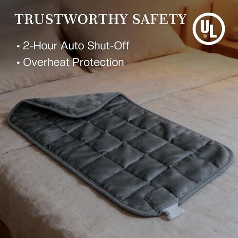 Weighted Heating Pad for Back Pain & Period Cramps,2.8lb Moist Heated Pad for Abdomen, Legs & Muscles,5 Heat Levels, 2-Hour Auto Shut-Off, Gifts for Men Women UL Certified, 12" x 24" in Saudi Arabia