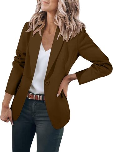 Casual Blazers for Women Single Button Notched Lapel Suit Jacket Professional Business Office Lightweight Work Wear in Kuwait
