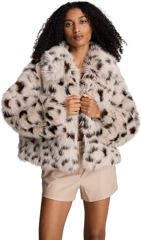 Kenneth Cole Women's Faux Fur Cropped Animal Print Coat in Kuwait