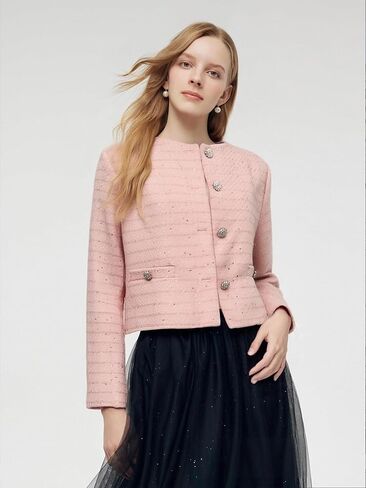 Womens Tweed Blazers Long Sleeve Open Front Lightweight Casual Jackets for Work Office in Kuwait
