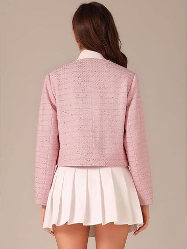 Womens Tweed Blazers Long Sleeve Open Front Lightweight Casual Jackets for Work Office in Kuwait