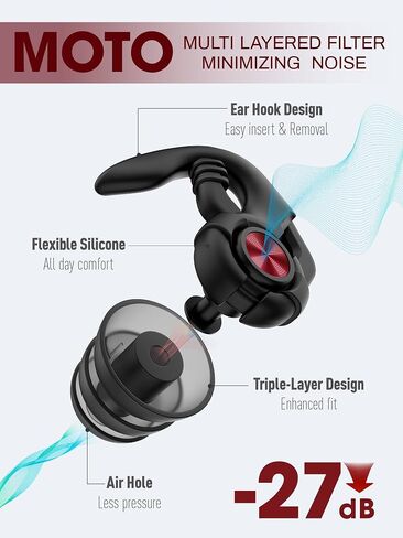 Motorcycle Ear Plugs, Wind Noise Reduction Prevent Hearing Damage, Reusable Earplugs for Motorbike, Motorsports, Touring, Racing, Riding - 2 Sizes Moto Ear Protection, 27dB Noise Reduction Earbuds in Saudi Arabia