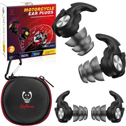 Motorcycle Ear Plugs, Wind Noise Reduction Prevent Hearing Damage, Reusable Earplugs for Motorbike, Motorsports, Touring, Racing, Riding - 2 Sizes Moto Ear Protection, 27dB Noise Reduction Earbuds in Saudi Arabia