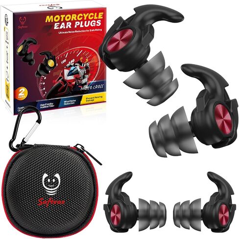 Motorcycle Ear Plugs, Wind Noise Reduction Prevent Hearing Damage, Reusable Earplugs for Motorbike, Motorsports, Touring, Racing, Riding - 2 Sizes Moto Ear Protection, 27dB Noise Reduction Earbuds in Saudi Arabia