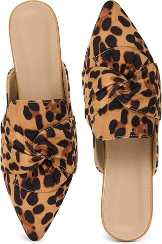 Aomigoct Dress Flat Womens Mules: Elegant Pointed Toe & Bow Suede for Office & Meetings - Lightweight Slip-On for Confidence in All-Day Wear - Ages 28-50 in Kuwait