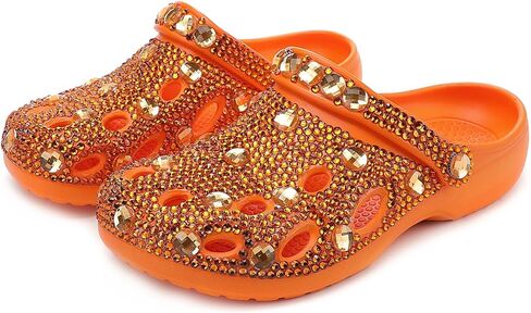 Women's Rhinestone Platform Clogs, Bling Sparkly Garden Shoes, Thick Sole Breathable Pearl Slippers, Summer Beach Outdoor Casual, Plus Size in Kuwait