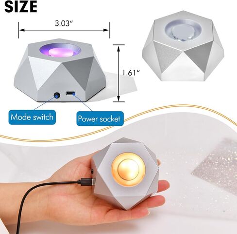 IFOLAINA Rotating Display Stand for Crystal Ball Multicolor Led Light Base Colorful Lighted Spinning Stand Glass Globe Turntable Pentagon Rotating Snow Globe Base in Saudi Arabia