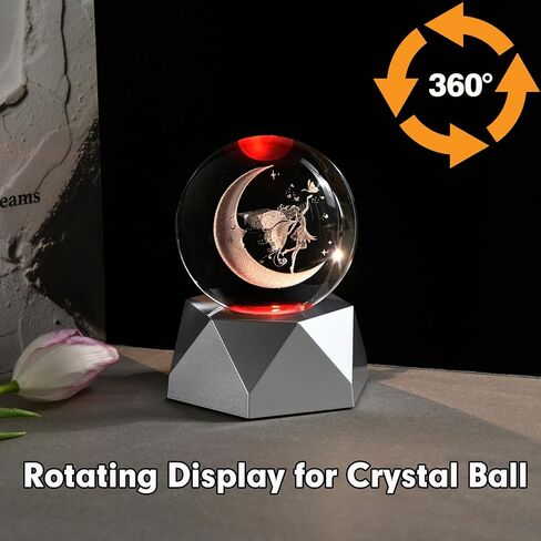 IFOLAINA Rotating Display Stand for Crystal Ball Multicolor Led Light Base Colorful Lighted Spinning Stand Glass Globe Turntable Pentagon Rotating Snow Globe Base in Saudi Arabia