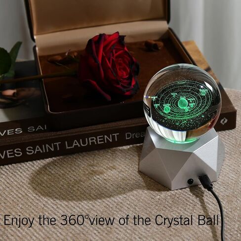 IFOLAINA Rotating Display Stand for Crystal Ball Multicolor Led Light Base Colorful Lighted Spinning Stand Glass Globe Turntable Pentagon Rotating Snow Globe Base in Saudi Arabia