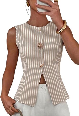 EVALESS Vest Tops for Women Trendy 2026 Summer Button Down Business Casual Sleeveless Suit Blazers Waistcoat in Kuwait