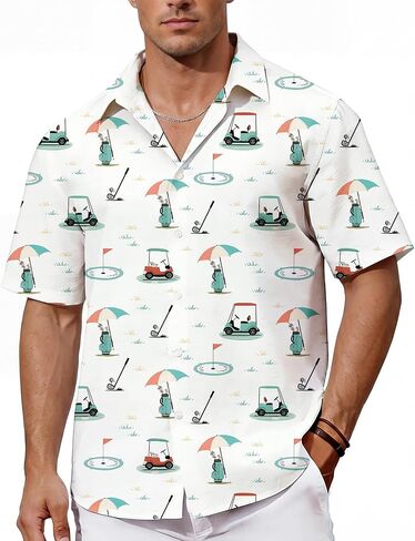 Mens Hawaiian Shirt Short Sleeve Button Down Shirts Tropical Casual Summer Beach Shirts in Saudi Arabia