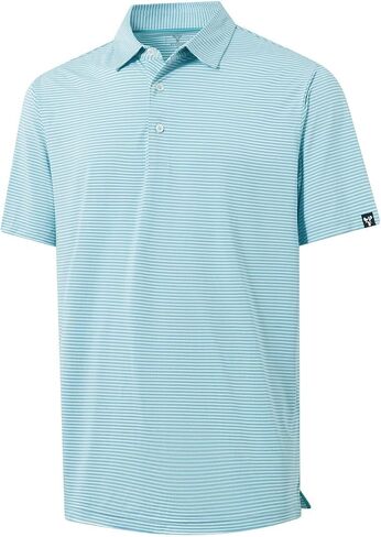 Men' s Golf Shirts Short Sleeve Performance Moisture Wicking Dry Fit Striped Golf Polo Shirts for Men in Saudi Arabia
