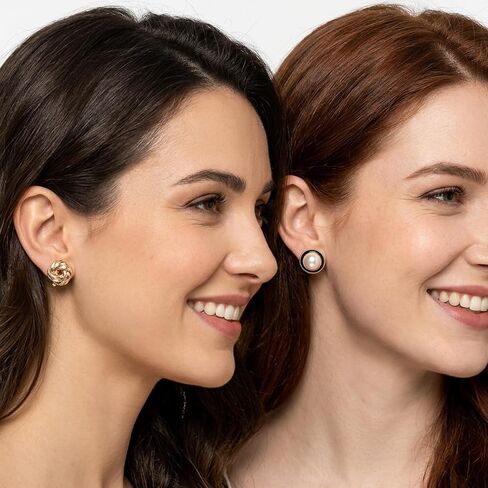 4 Pairs Gold Clip On Earrings Studs, Women's Clip-On Earrings, Non Pierced Ear Clips Fake Ear Piercing for Women in Kuwait