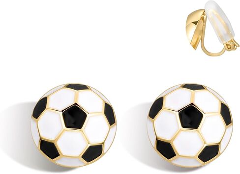 Awinesn Sport Themed Clip on Earrings for Women Hypoallergenic Dainty Gold Soccer/Football/Tennis/Basketball Clip Earrings for Women 14K Gold Plated Gold Soccer Earrings Multiple Styles for Women Fashion Trendy Jewelry Gifts in Saudi Arabia